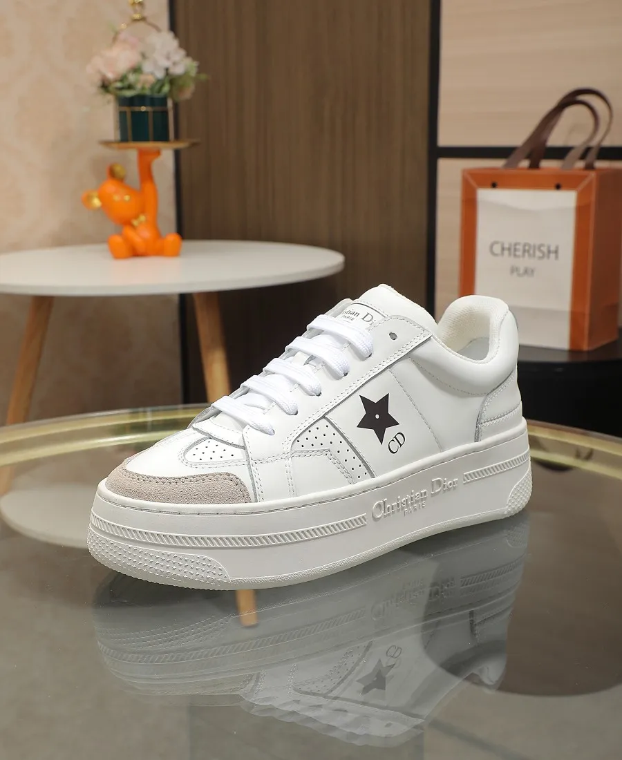 👟👟Ex-factory price 480👟👟 DIOR Dior's new thick-soled sports white shoes, made of first-layer cowhide, breathable mesh inside, sheepskin for foot pads, and lightweight outsole. Size: 35-40 (41 customized)
